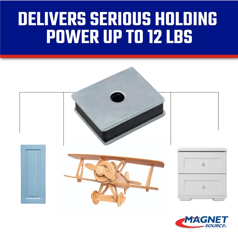 Master Magnetics Ceramic Latch Magnet with Hole Assemblies - Strong Heavy-Duty Magnets for Cabinet Doors, Gates, and More - 12 lb Pull Each - Zinc-Plated - 1" L x 0.813" W x 0.313" H - 24-Pack - Image 4